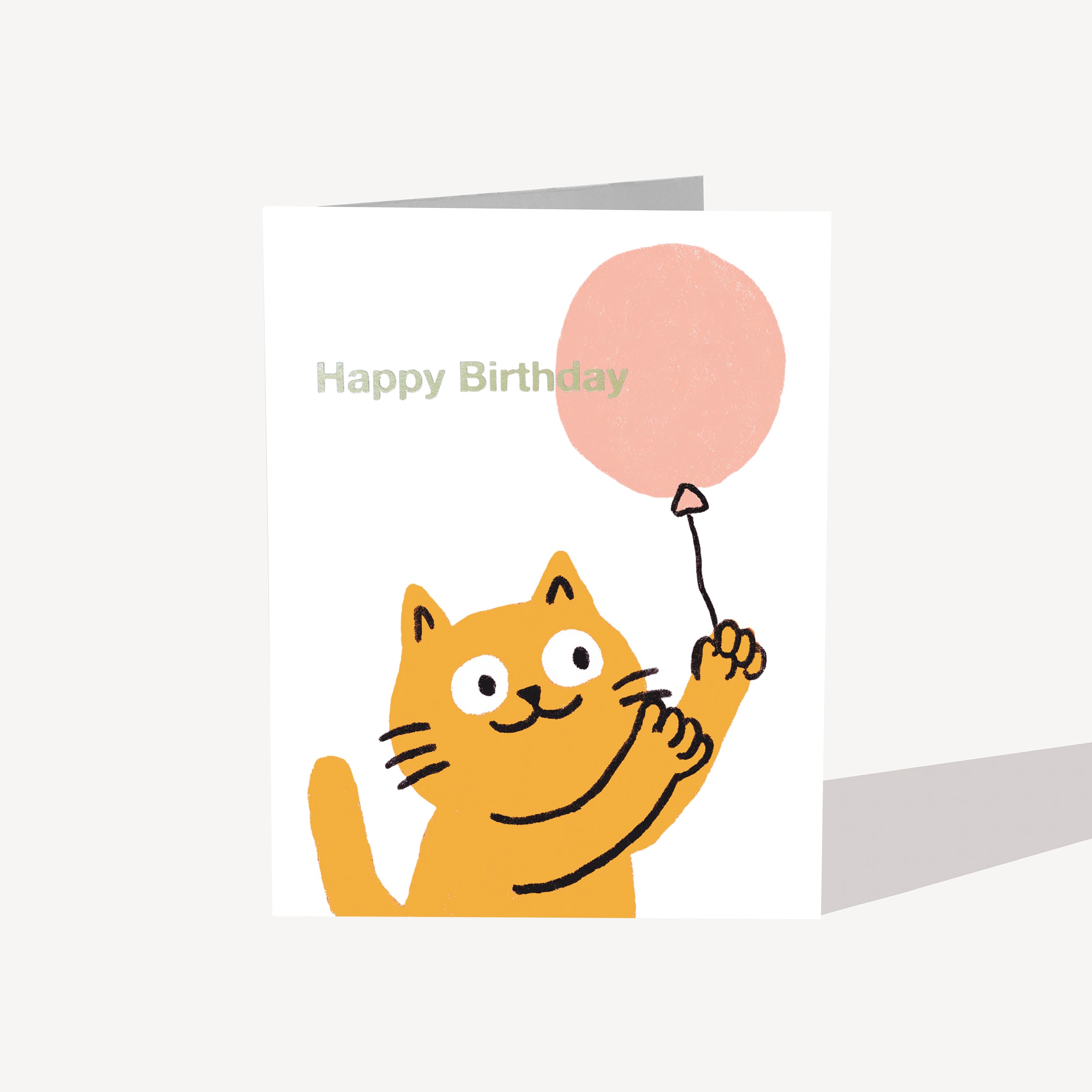 Cat and Balloons Birthday [Gold Foil]