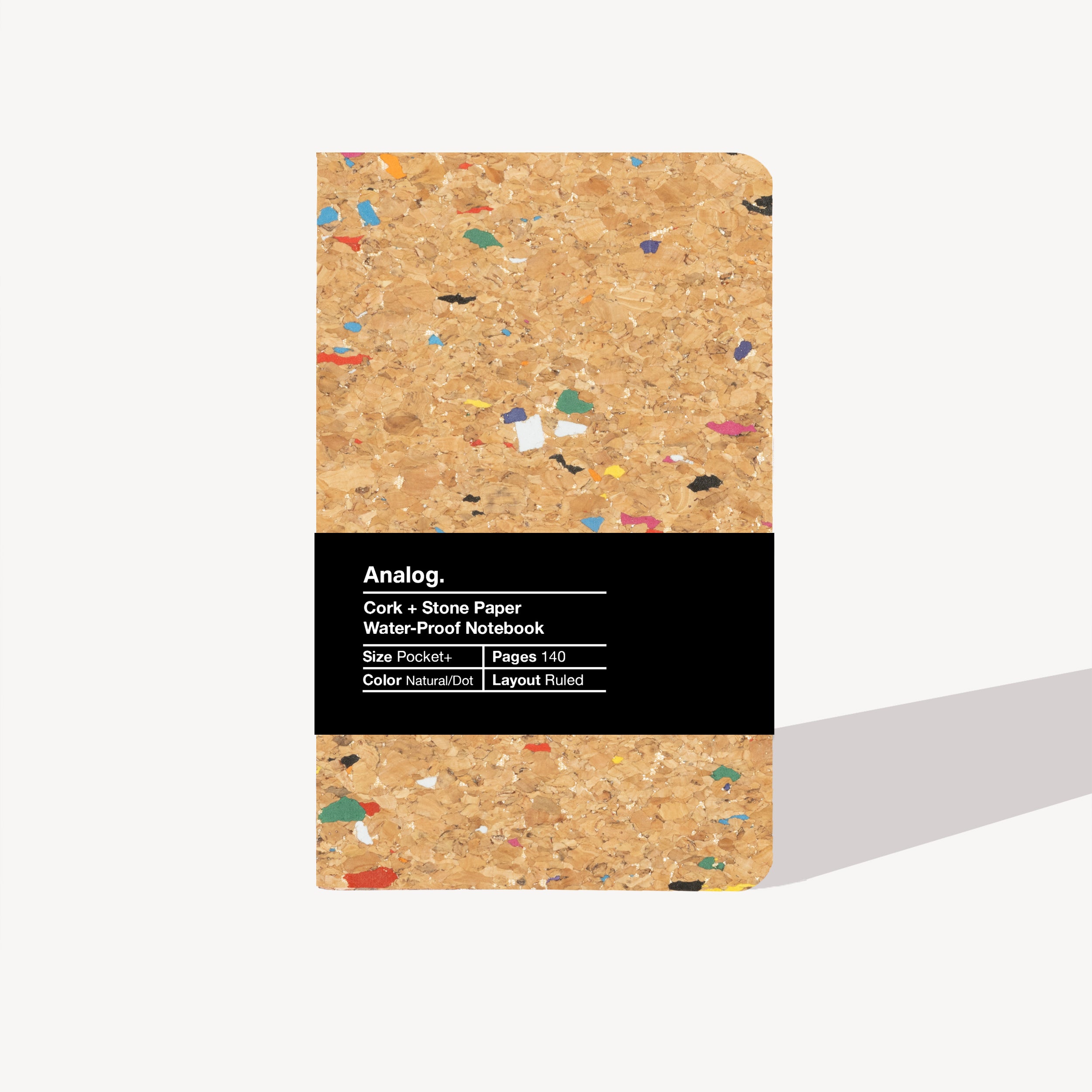 Cork + Stone Paper Color Dot Water-Proof Notebook