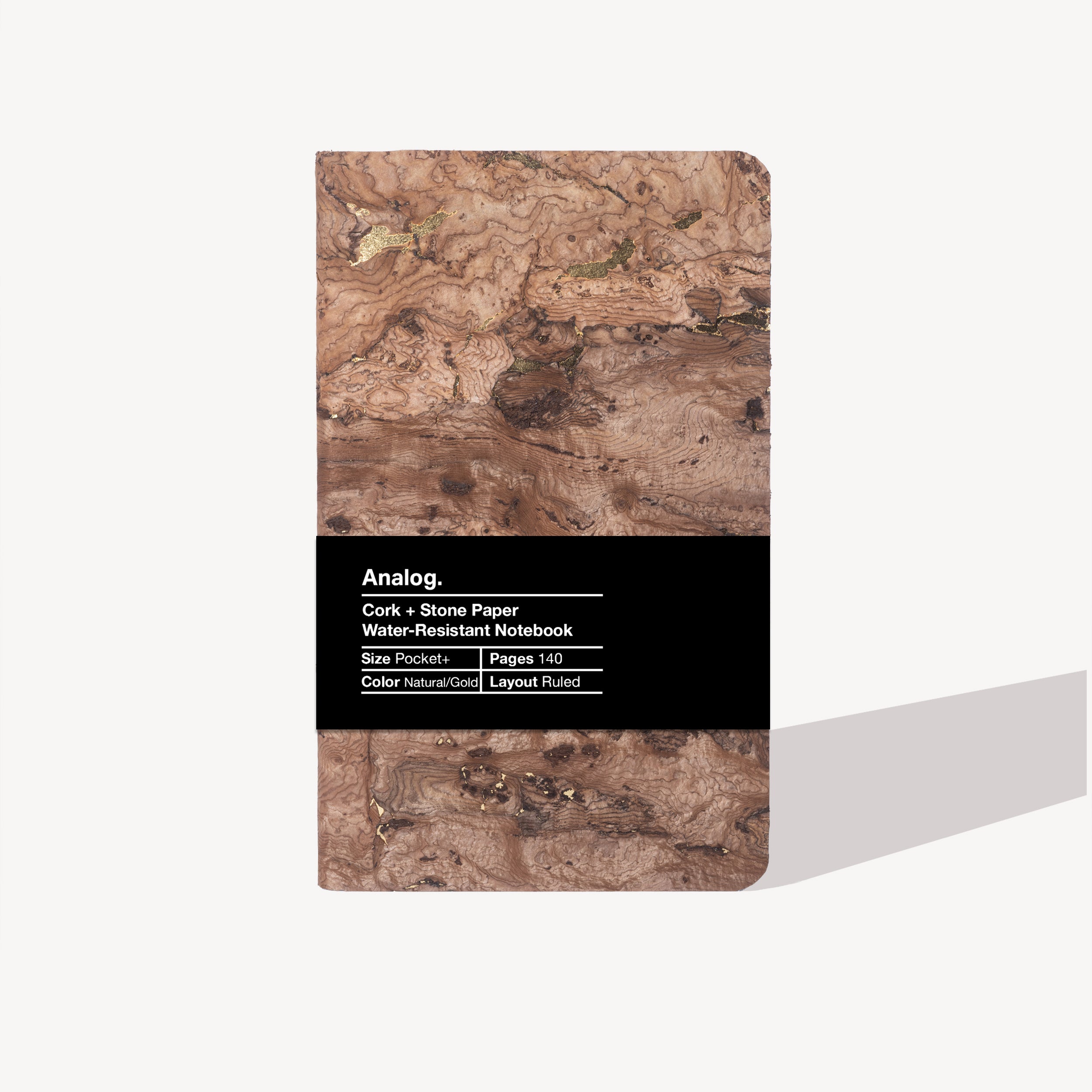 Cork + Stone Paper Water-Resistant Notebook [Gold Foil]