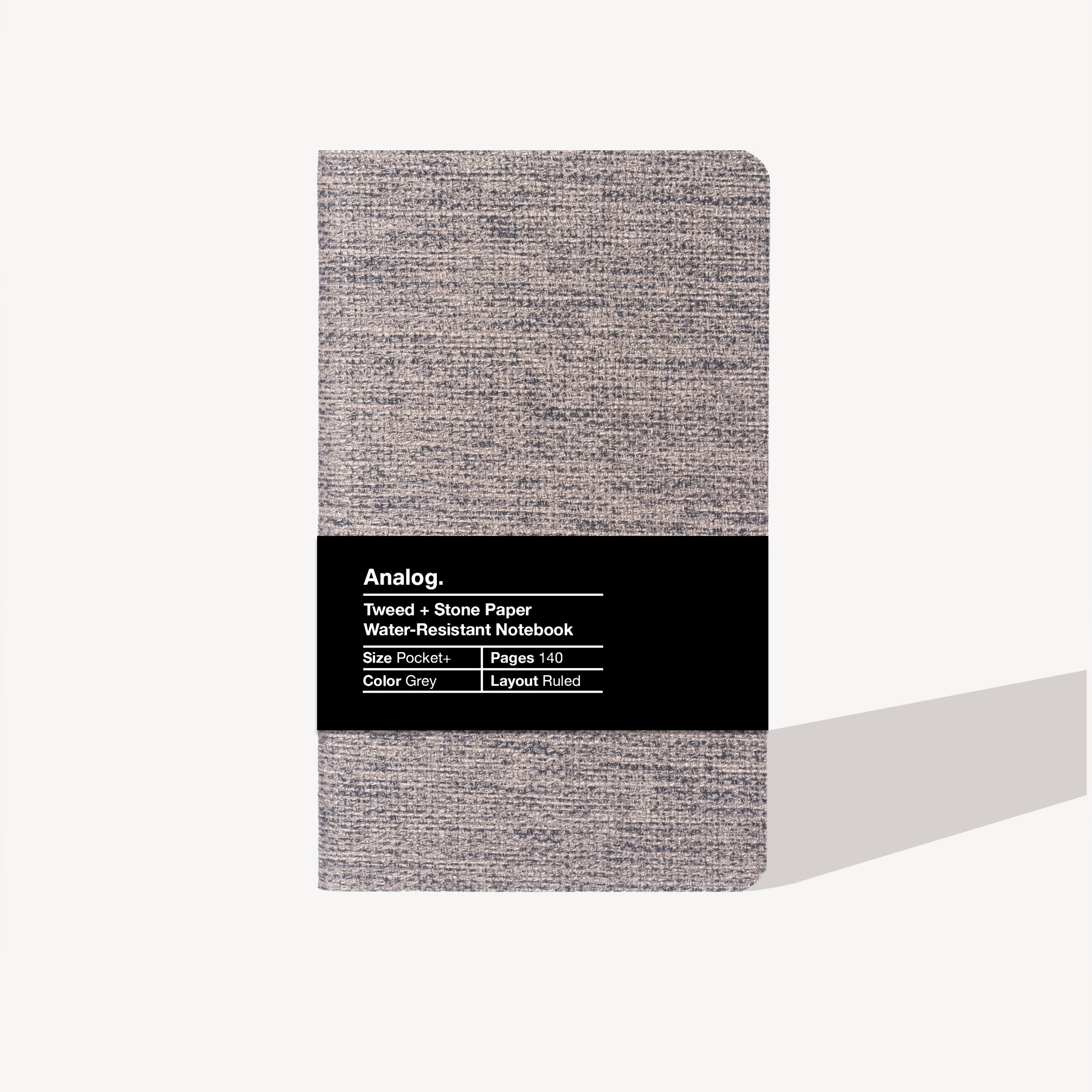 Tweed + Stone Paper Water-Resistant Notebook [Grey]
